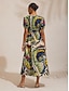 cheap Maxi Dresses-Butterfly Print Waist Defined Maxi Dress