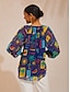 economico bluse-Tropical Geometric Loose Chiffon Top