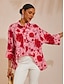 abordables blouses-Floral Asymmetrical Dolman Chiffon Shirt