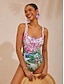 economico pezzo unico-Jungle Print Stretch Knit One Piece Swimsuit