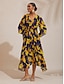abordables Robes Maxi-Abstract Floral Waist defined Chiffon Maxi Dress