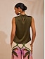 economico Tank Tops &amp; Camis-Satin Stand Collar Sleeveless Top