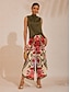 economico Pantaloni-Floral Crisscross Satin Wide Leg Pants