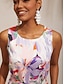 cheap Maxi Dresses-Abstract Floral Satin Maxi Dress