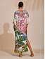 economico Vestiti maxi-Jungle Print Dolman Sleeve Chiffon Maxi Dress