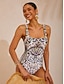 economico pezzo unico-Leopard Chain Print Stretch One Piece Swimsuit