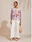 economico bluse-Abstract Floral Layered Chiffon Blouse