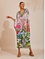 economico Vestiti maxi-Floral Chain Print Chiffon Maxi Dress