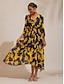 abordables Robes Maxi-Abstract Floral Waist defined Chiffon Maxi Dress