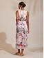 cheap Maxi Dresses-Abstract Floral Satin Maxi Dress