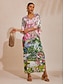 economico Vestiti maxi-Jungle Print Dolman Sleeve Chiffon Maxi Dress