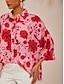abordables blouses-Floral Asymmetrical Dolman Chiffon Shirt