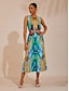 abordables Robes Maxi-Satin Jungle Print Elegant Maxi Dress