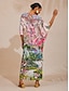 economico Vestiti maxi-Jungle Print Dolman Sleeve Chiffon Maxi Dress