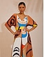 cheap Maxi Dresses-Abstract Art Silky Satin Vacation Maxi Dress