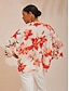 cheap Blouses-Spring Blooms Flowy Chiffon Asymmetrical Dolman Sleeve Blouse