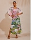 economico Vestiti maxi-Jungle Print Dolman Sleeve Chiffon Maxi Dress