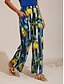 preiswerte Hose-Satin Stripe Lemon Pattern Straight Pants