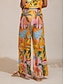 economico Pantaloni-Floral Straight Wide Leg Pants