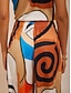 cheap Pants-Abstract Art Silky Satin Elastic Waist Wide Leg Pants