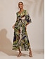 cheap Maxi Dresses-Vacation Butterfly Print Chiffon Maxi Dress