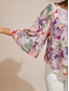 economico bluse-Abstract Floral Layered Chiffon Blouse