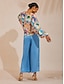 cheap Pants-Vacation Elastic Waist Satin Wide Leg Pants