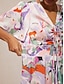 abordables Robes Maxi-Color Block Floral Ruched Satin Maxi Dress
