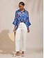 economico bluse-Satin Floral Dot Dolman Sleeve Shirt