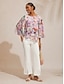 economico bluse-Abstract Floral Layered Chiffon Blouse