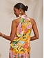 abordables Tank Tops &amp; Camis-Satin Floral Print Halter Top