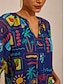 economico bluse-Tropical Geometric Loose Chiffon Top