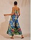 abordables combinaisons-Satin Feather Print Jungle Cami Jumpsuit