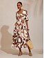 abordables Robes Maxi-Brushstroke Print Satin Maxi Dress