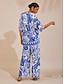 economico bluse-camicetta blu leggera effetto lino St Barth Blooms