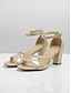 preiswerte Pumps und Absätze-Shimmering Ankle Strap Block Heel Sandals