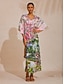economico Vestiti maxi-Jungle Print Dolman Sleeve Chiffon Maxi Dress