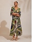 cheap Maxi Dresses-Vacation Butterfly Print Chiffon Maxi Dress