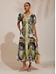 cheap Maxi Dresses-Butterfly Print Waist Defined Maxi Dress