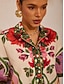 cheap Blouses-Hawaii Palm Airy Linen Look Floral Shirt