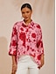 abordables blouses-Floral Asymmetrical Dolman Chiffon Shirt