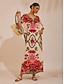 economico Vestiti maxi-Floral Batwing Chiffon Maxi Dress