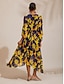 abordables Robes Maxi-Abstract Floral Waist defined Chiffon Maxi Dress