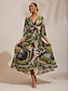 cheap Maxi Dresses-Vacation Butterfly Print Chiffon Maxi Dress