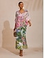 economico Vestiti maxi-Jungle Print Dolman Sleeve Chiffon Maxi Dress