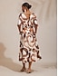 abordables Robes Maxi-Brushstroke Print Satin Maxi Dress