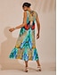 abordables Robes Maxi-Satin Jungle Print Elegant Maxi Dress