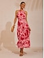 economico Vestiti maxi-Vacation Floral Chiffon Maxi Dress