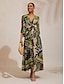 cheap Maxi Dresses-Vacation Butterfly Print Chiffon Maxi Dress