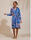economico Abiti midi-Abstract Satin Floral Straight Shirt Dress